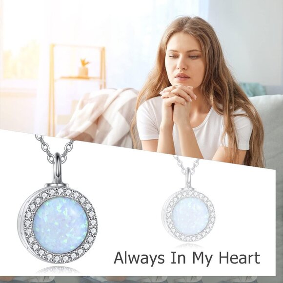 🆕 Men Silver Turquoise Urn Necklace Ashes Sterling Opal Cremation knot Jewelry - Picture 6 of 6